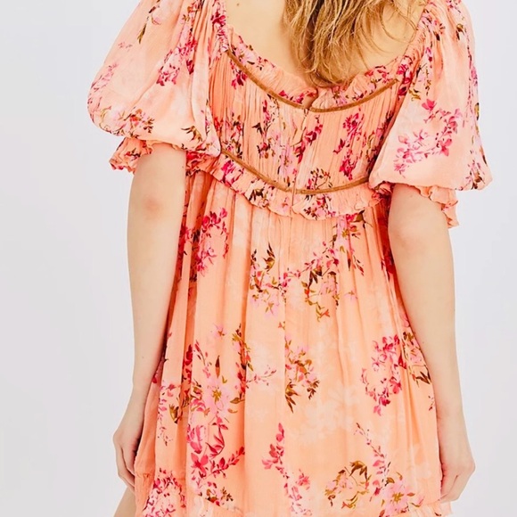 Free People Marney mini dress peach combo small NWT - Picture 4 of 6